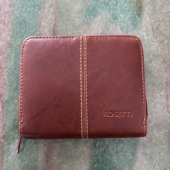 Vintage Rosetti Brown Leather/Vinyl 6" X 4.5" Zippered Wallet. - Picture 1 of 4